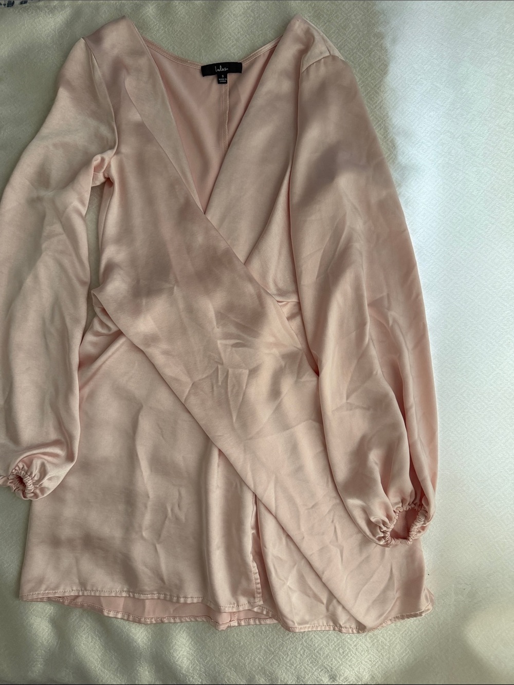 Lulu's Blush Pink Wrap-Front Long Sleeve Chemise
